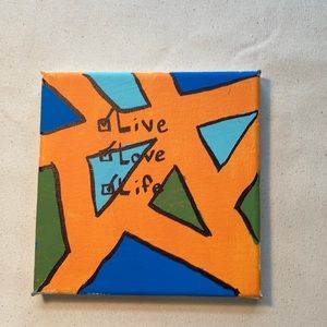 Abstract orange, green and blue painting